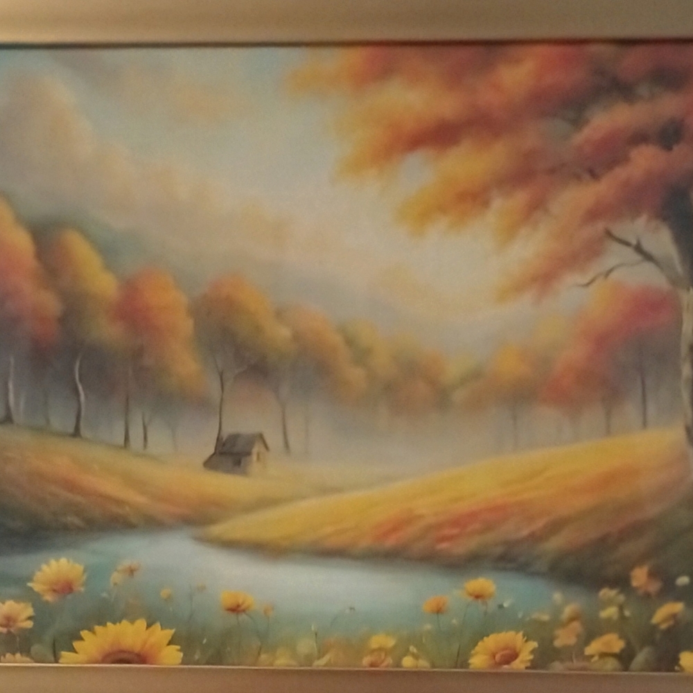 Autumn Landscape Art Print with Gold Frame